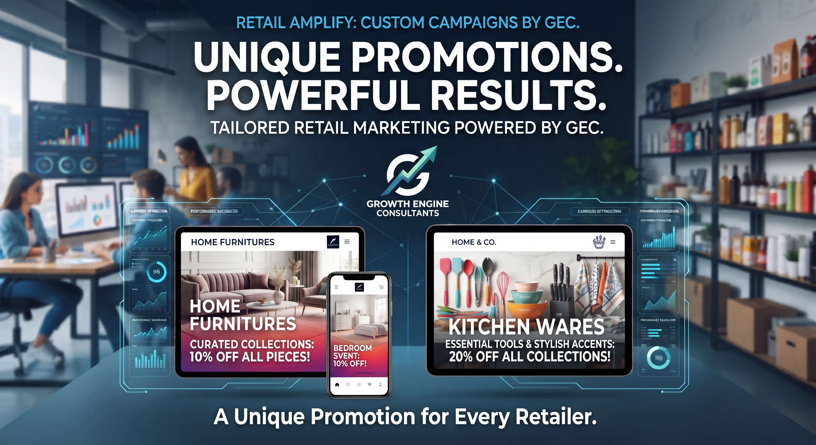 Retailer promotion creative for a home furnishing product